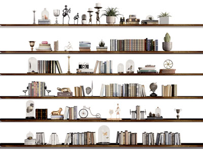 现代隔板书籍装饰品摆件组合