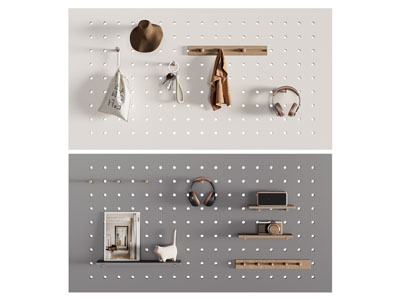 现代墙面洞洞眼衣钩、置物板墙饰