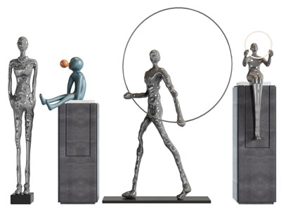 现代抽象雕塑小人摆件组合
