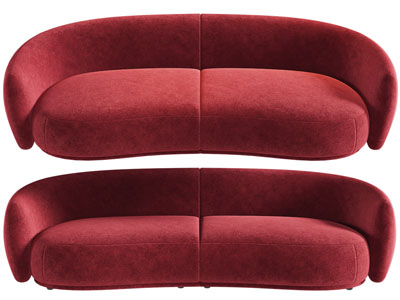 现代红色布艺双人沙发3d模型 现代红色布艺双人沙发