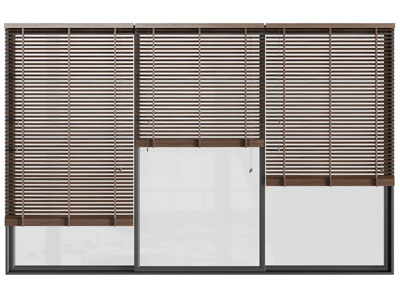 现代实木百叶窗帘、拉帘