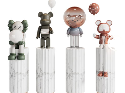 现代kwas公仔、暴力熊雕塑雕刻摆件组合