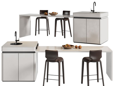 现代岛台水吧台餐桌椅组合