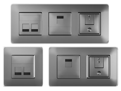 现代黑色带USB接口的开关面板