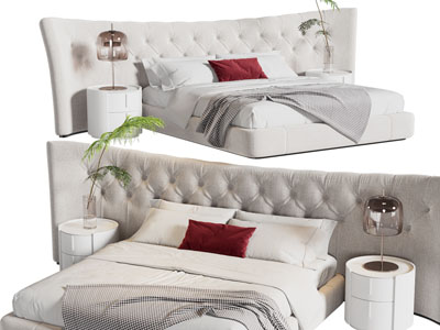 简欧加宽床头双人床