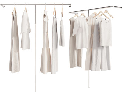 现代不锈钢衣架、衣服3d模型 现代不锈钢衣架、衣服
