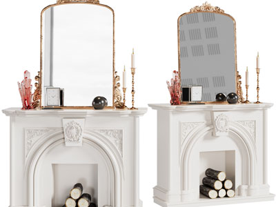 欧式装饰雕花的壁炉火炉