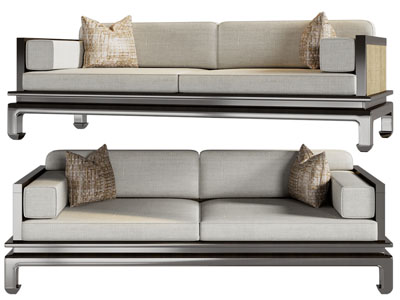 新中式双人沙发3d模型 新中式双人沙发