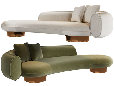 现代弧形多人沙发