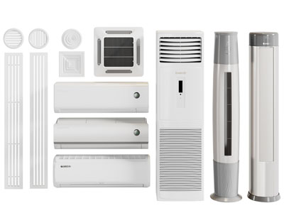 现代柜体、柱形空调和出风口