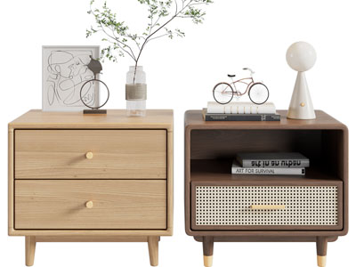 北欧实木床头柜