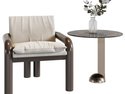 现代休闲椅子、边几