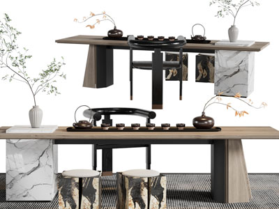 新中式茶桌椅组合