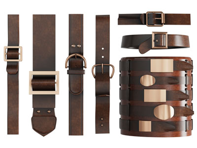现代真皮棕色皮带、腰带