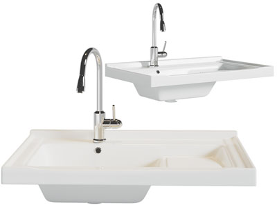 现代洗手盆、水龙头