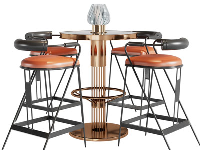 现代轻奢休闲吧桌吧椅组合