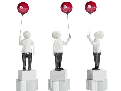 现代拿着气球的雕塑雕刻3d模型 现代拿着气球的雕塑雕刻