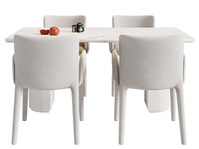 现代长方形餐桌椅组合