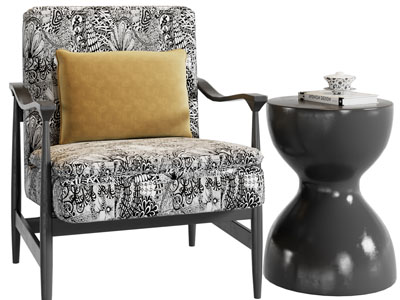 现代休闲椅子、边几