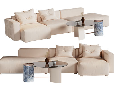 现代多人沙发、茶几组合