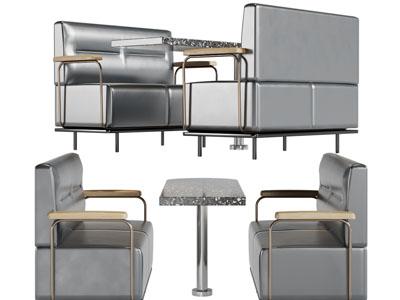 现代卡座餐桌椅组合