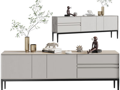 现代电视柜、摆件组合