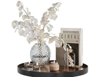 现代托盘花瓶花卉、香薰蜡烛摆件组合