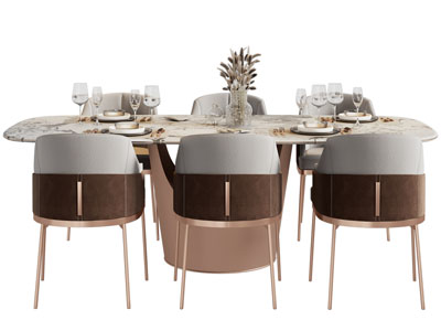 现代轻奢大理石餐桌椅组合
