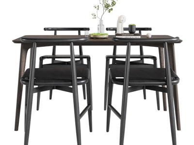 北欧长方形餐桌椅组合