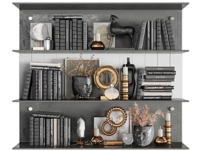 现代书籍、装饰品摆件组合