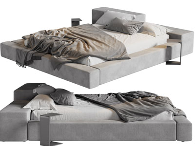 现代块状双人床