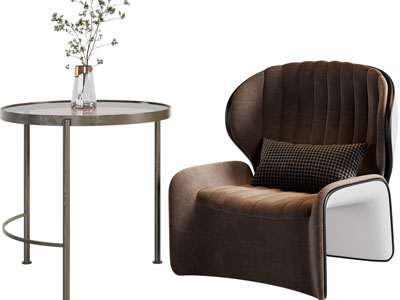 现代休闲椅子、边几