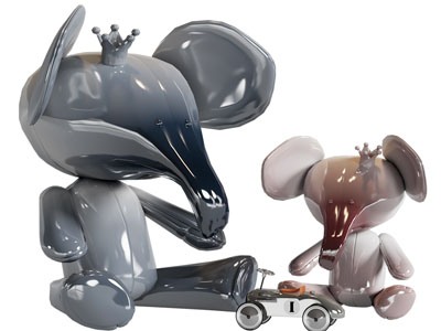 现代小象雕塑雕刻摆件组合3d模型 现代小象雕塑雕刻摆件组合