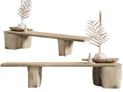 侘寂风实木长凳子