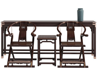 新中式实木圈椅、扶手椅子、案几