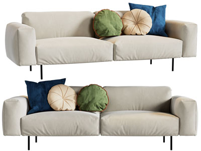 现代布艺双人沙发3d模型 现代布艺双人沙发