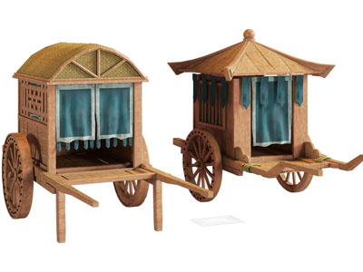 现代古代实木马车