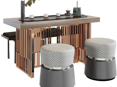 新中式茶桌长凳组合