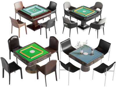 现代麻将娱乐桌椅组合