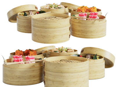 新中式竹编蒸笼