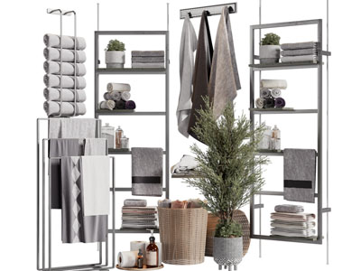 现代毛巾架、收纳筐卫浴小件