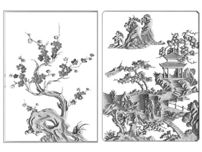 新中式梅花浮雕、装饰挂画3d模型 新中式梅花浮雕、装饰挂画