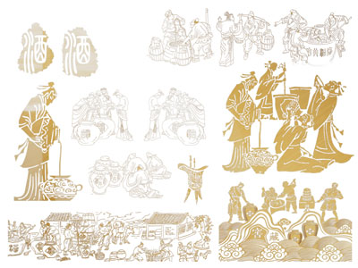 新中式人物雕花墙饰挂件、剪影