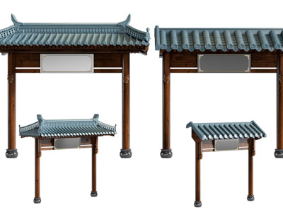 新中式仿古建筑大门3d模型 新中式仿古建筑大门