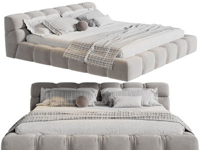 现代布艺双人床