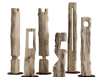 侘寂风原木雕塑摆件组合
