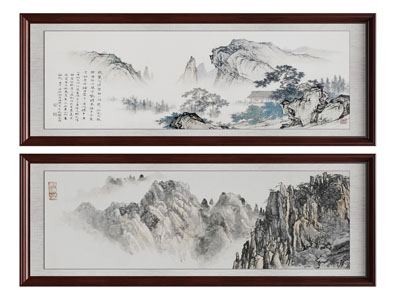 新中式山脉装饰挂画3d模型 新中式山脉装饰挂画