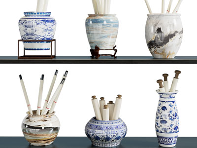 新中式陶瓷器皿、书卷摆件