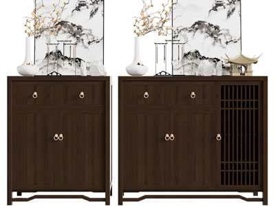 新中式实木玄关柜、边柜