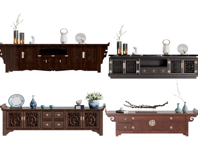 新中式雕花实木电视柜